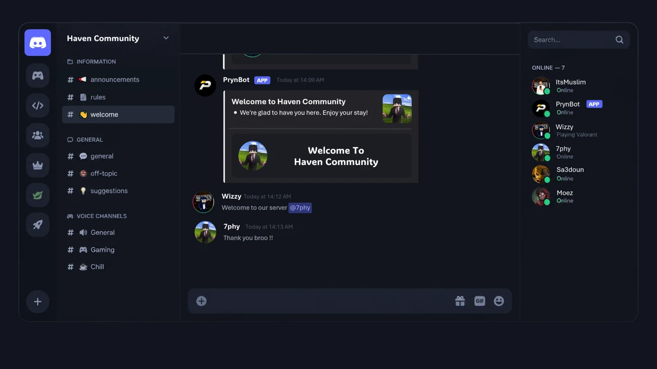 Welcome & onboarding example from the original Pryn website